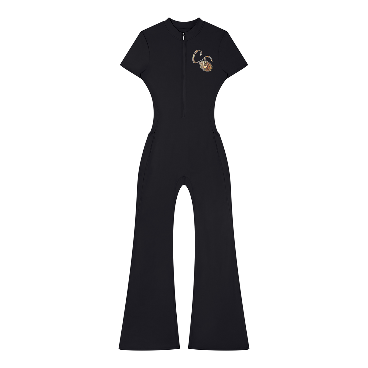 The Braided Glory Flared Leg Quarter-Zip Jumpsuit