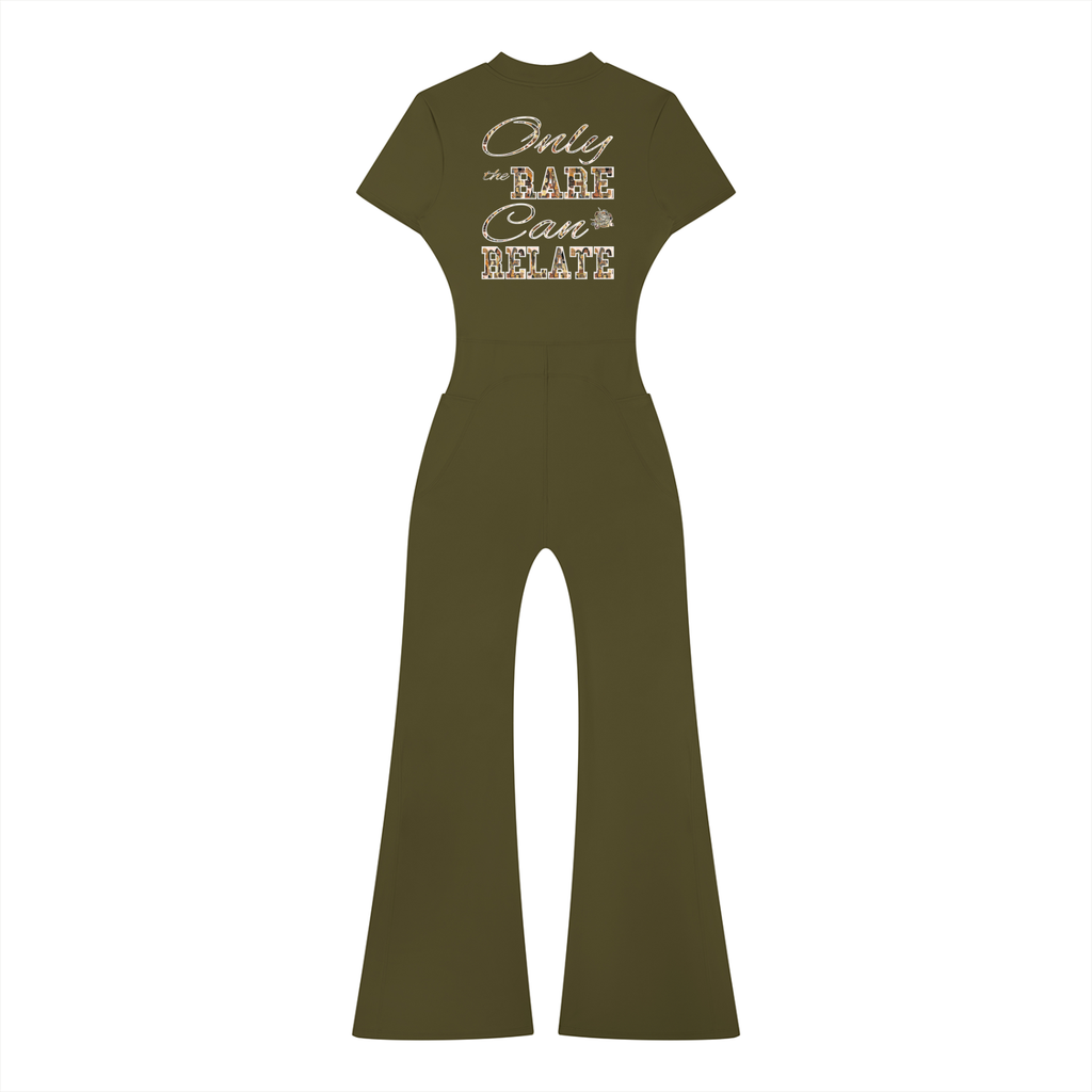 The Braided Glory Flared Leg Quarter-Zip Jumpsuit