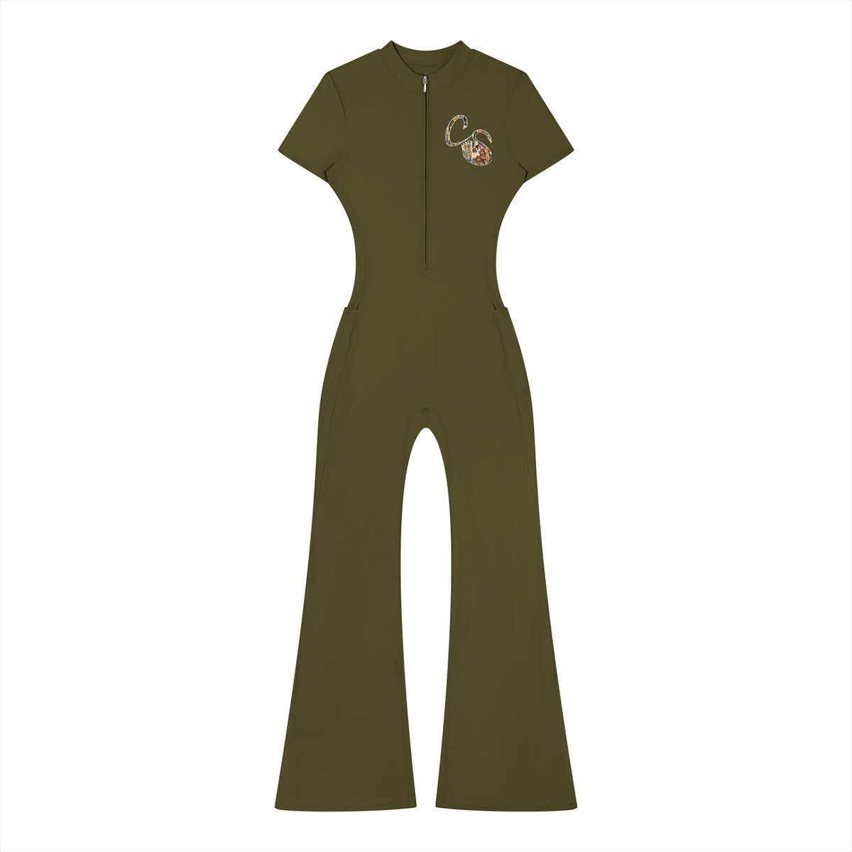 The Braided Glory Flared Leg Quarter-Zip Jumpsuit