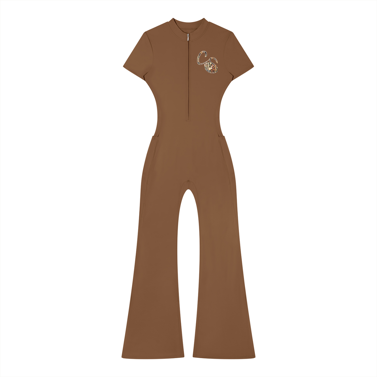 The Braided Glory Flared Leg Quarter-Zip Jumpsuit