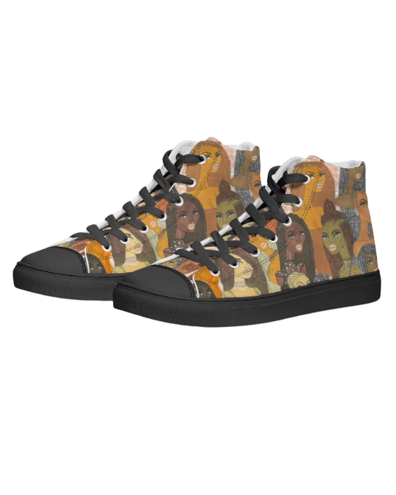 The Braided Glory High-Top Noir Canvas Sneakers 